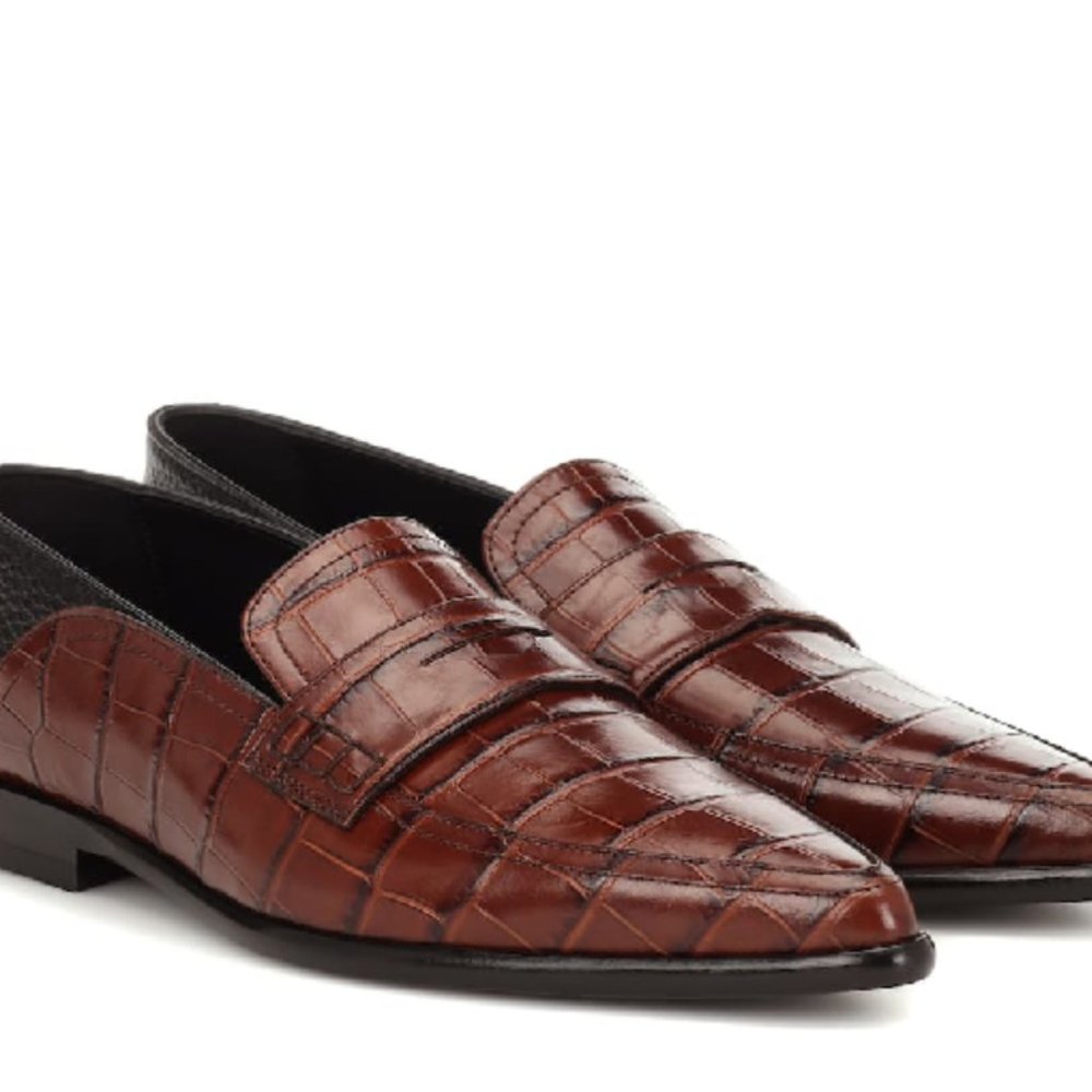 Croc-effect leather loafers by Loewe